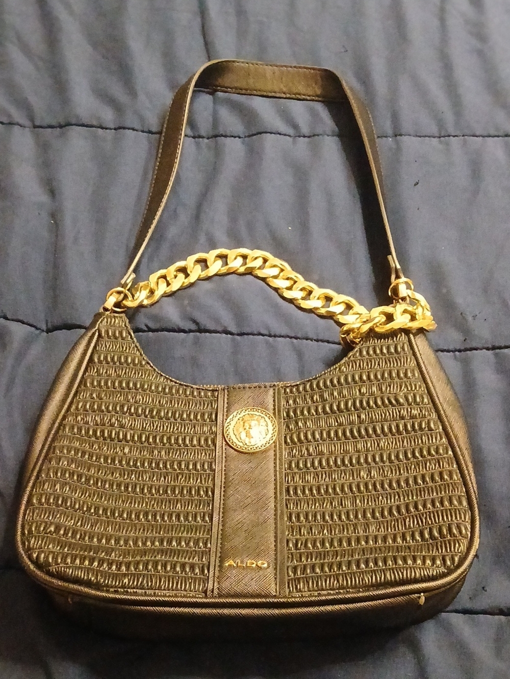 Aldo Black Shoulder Bag with Gold Chain Handle